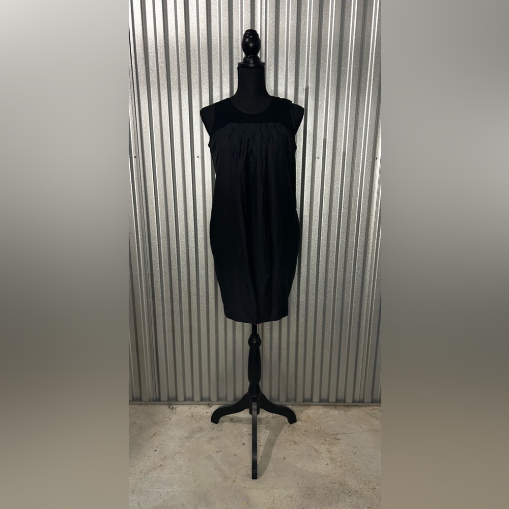 Womens Andrew Marc New York Cotton Silk Solid Black Sleeveless Mesh Dress Size 4